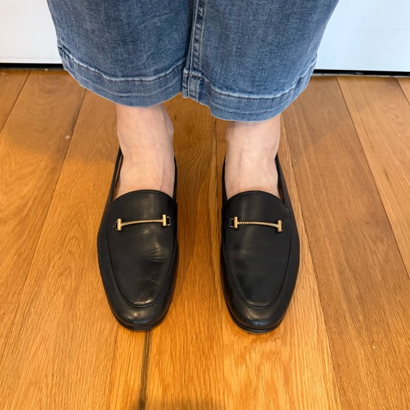 Sam Edelman Black Leather Loafers with Gold Bit - Picture 2 of 5